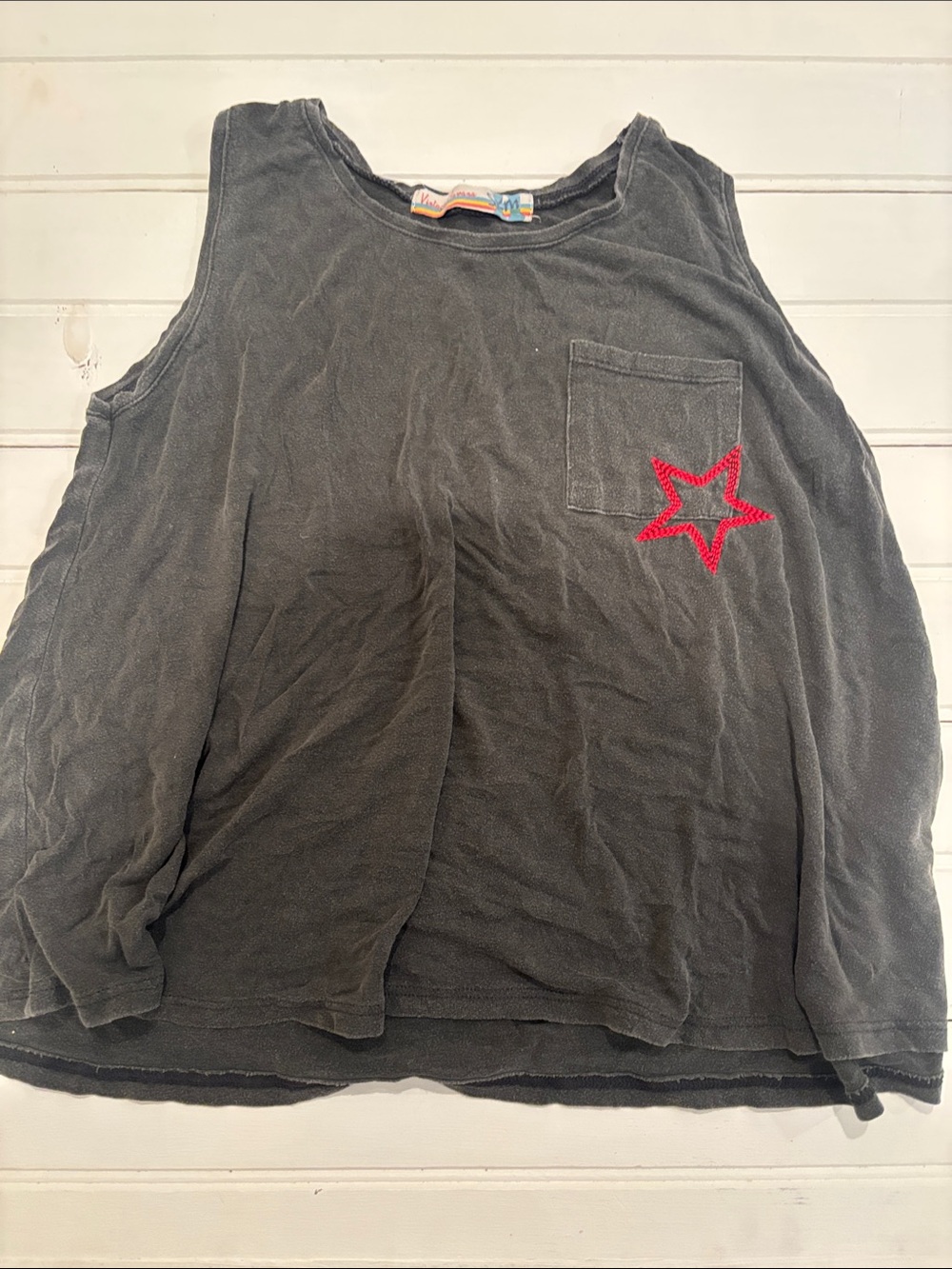 Vintage Havana Charcoal Tank Top with Red Star Pocket